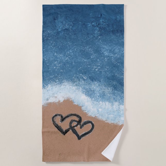 Hearts in the Sand Beach Towel (Front)