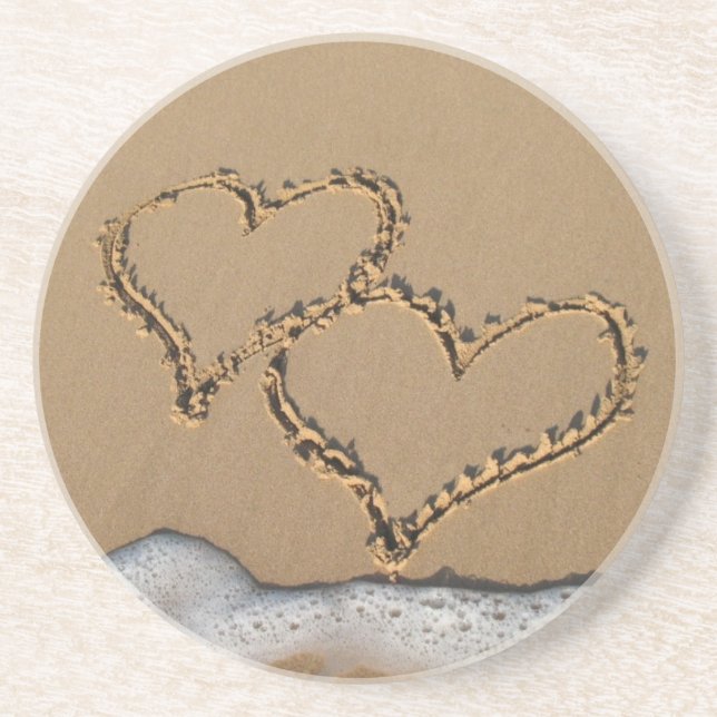 Hearts in the Sand coasters (Front)