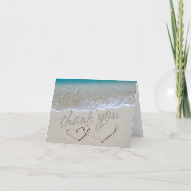 Hearts in the Sand "Thank You" Thank You Card (Front)