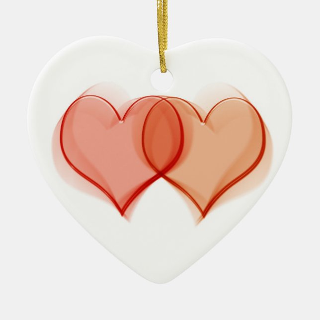 Hearts intertwined ceramic tree decoration (Front)