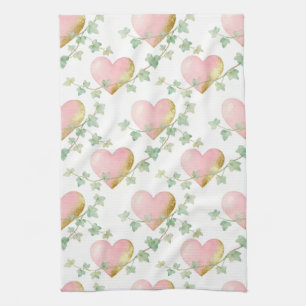 Hearts Intertwined with Ivy Tea Towel