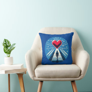 Heart's Journey in Pixels - Emotional Growth Art Cushion