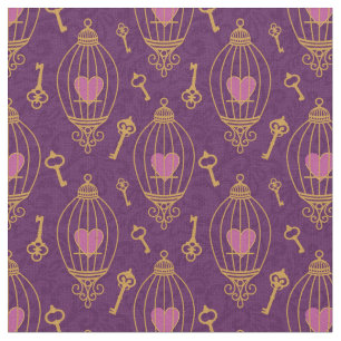 Hearts-keys-pattern Fabric
