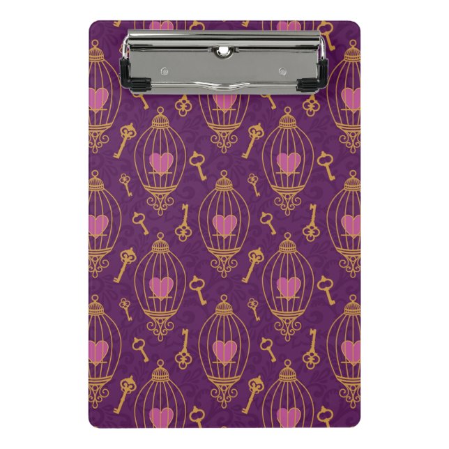 Hearts-keys-pattern Mini Clipboard (Front)