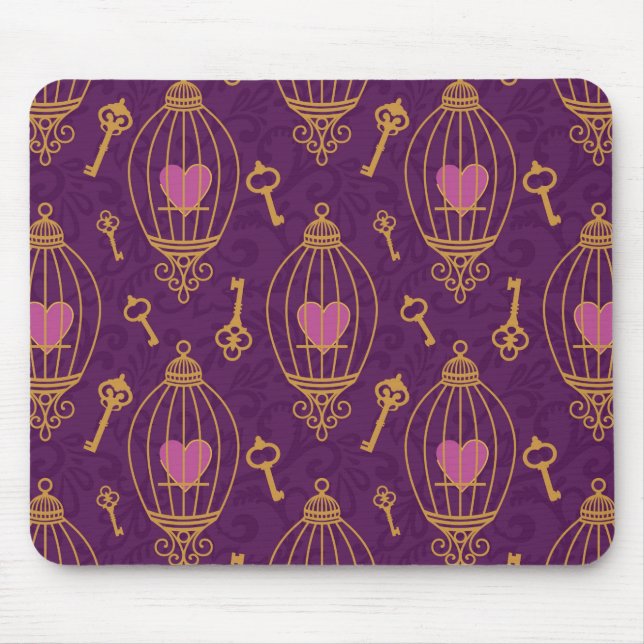 Hearts-keys-pattern Mouse Pad (Front)