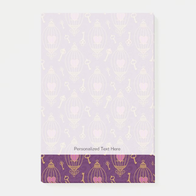 Hearts-keys-pattern Post-it Notes (Front)