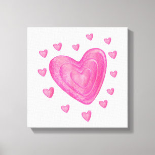 Hearts Kids School Valentines Day Girls Boys Canvas Print