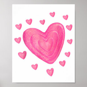 Hearts Kids School Valentines Day Girls Boys Poster