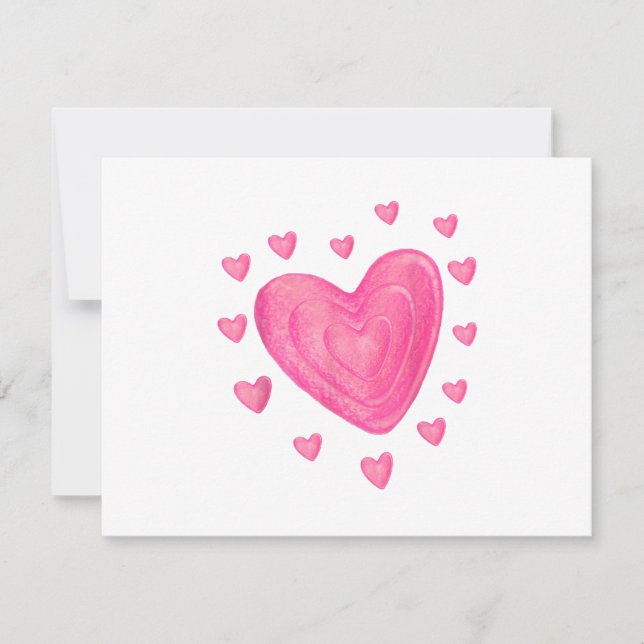 Hearts Kids School Valentines Day Girls Boys RSVP Card (Front)