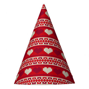 Hearts knitting seamless pattern 1 + your ideas party hat