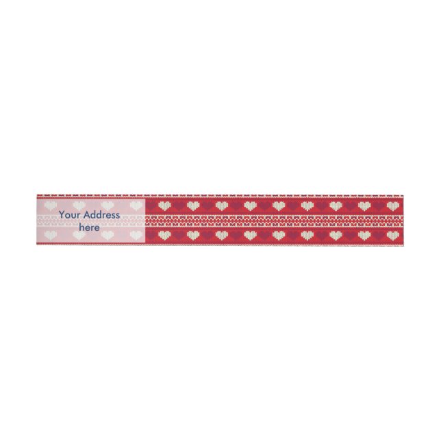 Hearts knitting seamless pattern 1 + your ideas wraparound address label (Individual)