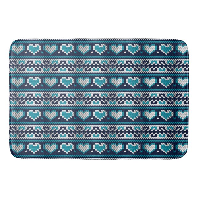 Hearts knitting seamless pattern 2 + your ideas bath mat (Front)