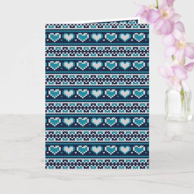 Hearts knitting seamless pattern 2 + your ideas card (Orchid)