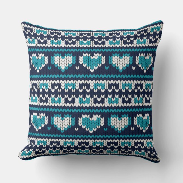 Hearts knitting seamless pattern 2 + your ideas cushion (Front)