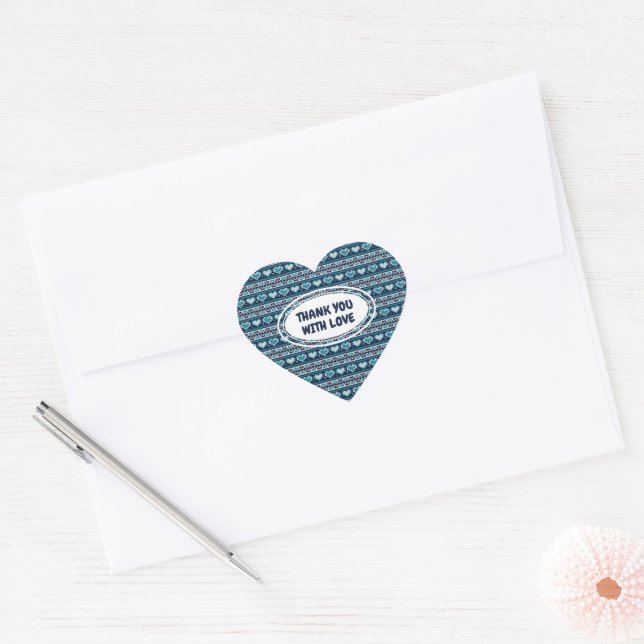Hearts knitting seamless pattern 2 + your ideas heart sticker (Envelope)