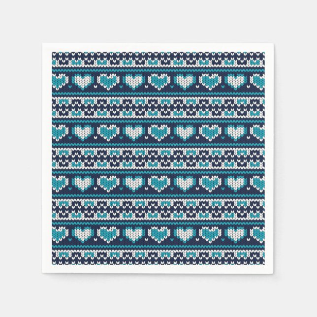 Hearts knitting seamless pattern 2 + your ideas napkin (Front)