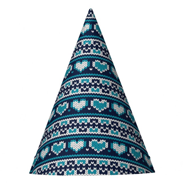 Hearts knitting seamless pattern 2 + your ideas party hat (Front)