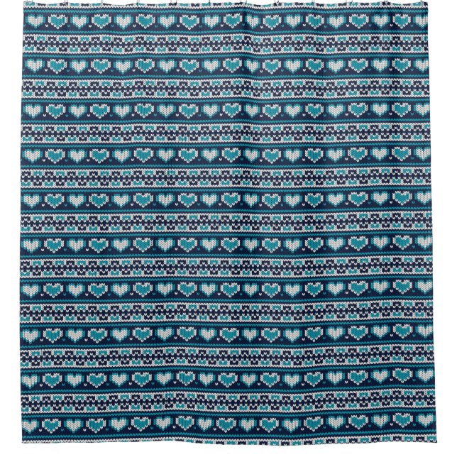 Hearts knitting seamless pattern 2 + your ideas shower curtain (Front)