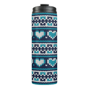 Hearts knitting seamless pattern 2 + your ideas thermal tumbler