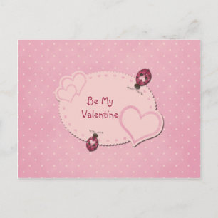 Hearts Ladybugs Valentine Postcard
