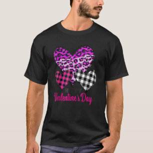 Hearts Leopard Plaid Love Happy Valentines Day For T-Shirt