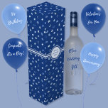 Hearts - Light Blue on Dark Blue Wine Box<br><div class="desc">Hearts in various shades of lighter blues on a dark blue background. Other colorways available including on a light blue background.</div>