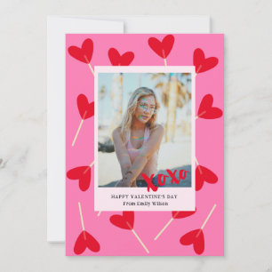Hearts Lollipops Photo XOXO Love Valentine's Day Holiday Card