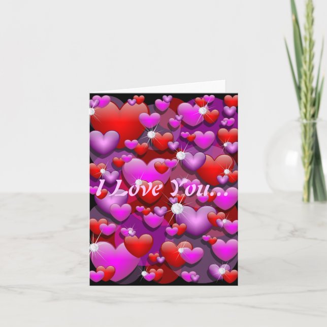 Hearts Love and Diamonds "I Love You" Card (Front)