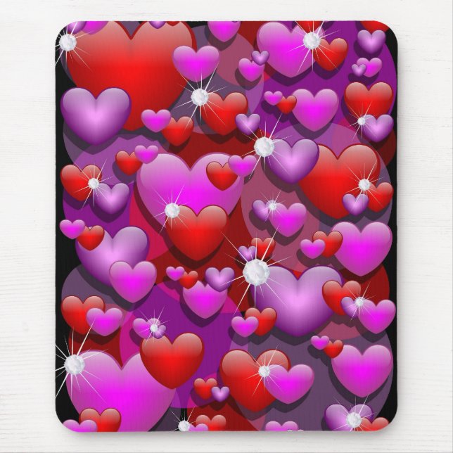 Hearts Love and Diamonds Mouse Pad (Front)