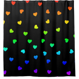 hearts love colourful romantic ombre rainbow shower curtain