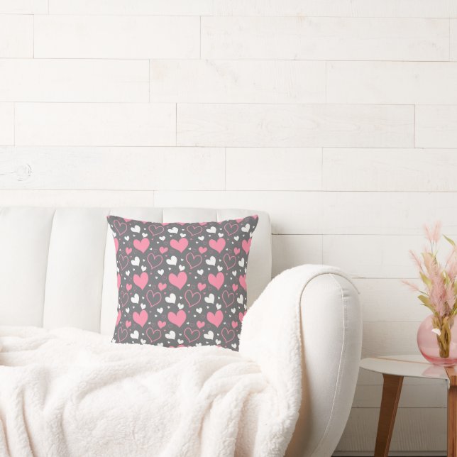 Hearts & Love Cotton Throw Pillow (Couch)