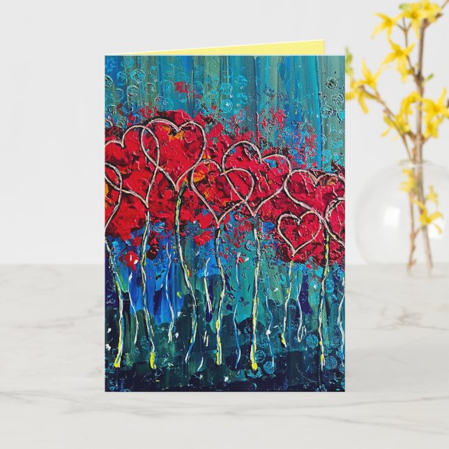 hearts love greeting card (Yellow Flower)
