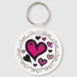 Hearts Love Love Love Key Ring