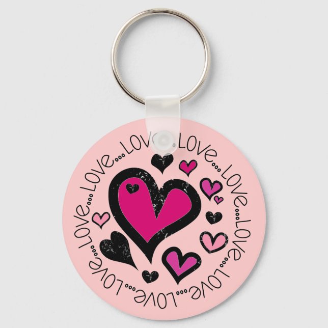 Hearts Love Love Love Key Ring (Front)