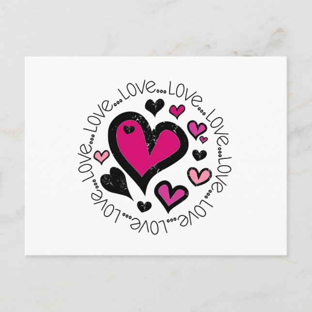Hearts Love Love Love Postcard (Front)