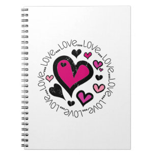 Hearts Love Love Love Spiral Notebook