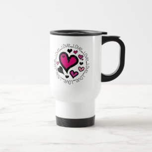 Hearts Love Love Love Travel Mug