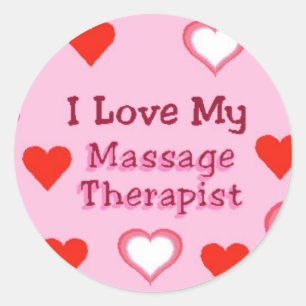 Hearts: Love My Massage Therapist Classic Round Sticker