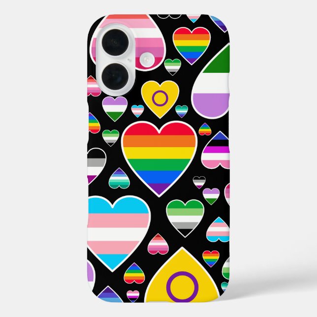 hearts love rainbow colourful pride flags lgbtq  Case-Mate iPhone case (Back)