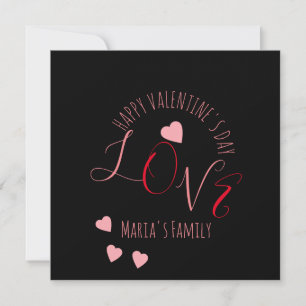 Hearts Love Valentines Day Pink Red Script Heart Card