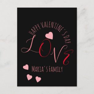 Hearts Love Valentines Day Pink Red Script Heart  Postcard