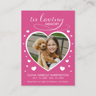 Hearts Memorial Photo Funeral Card