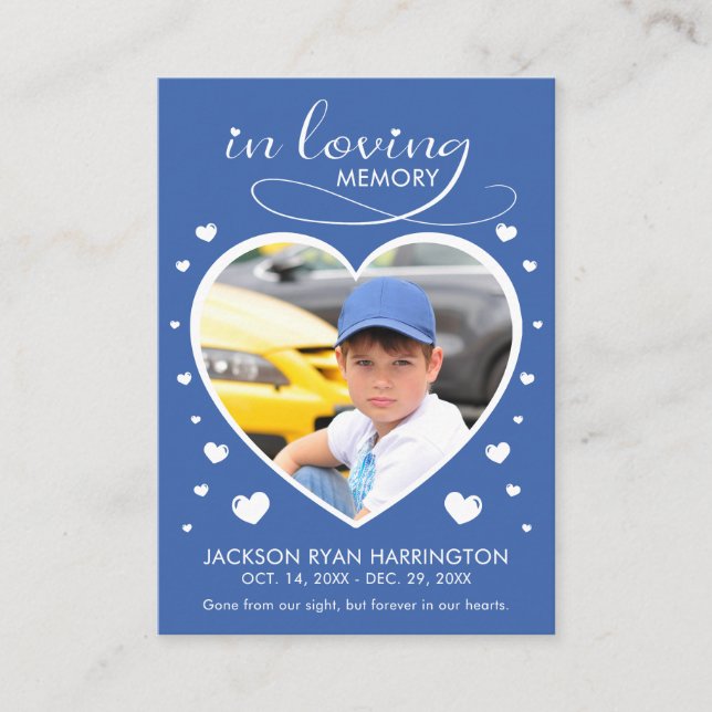 Hearts Memorial Photo Funeral Card (Front)