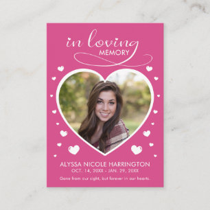 Hearts Memorial Photo Funeral Card