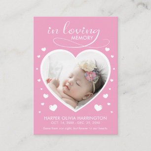 Hearts Memorial Photo Funeral Card