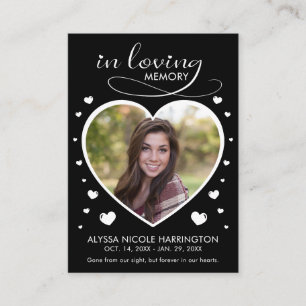 Hearts Memorial Photo Funeral Card