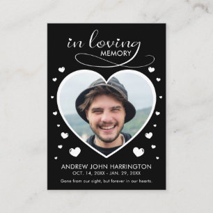 Hearts Memorial Photo Funeral Card