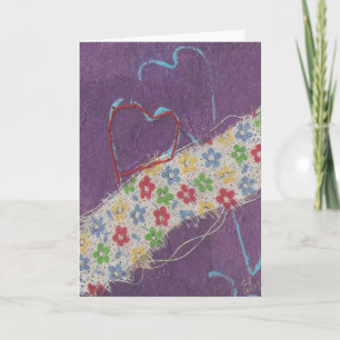 Hearts Mixed Media Collage, birthday Card