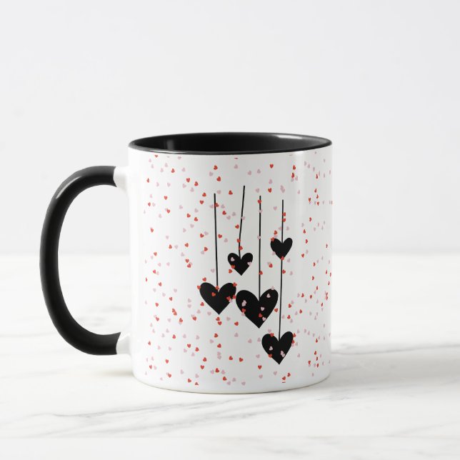 Hearts Modern Art Design Mug (Left)
