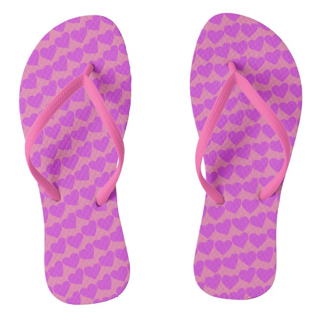 HEARTS Modern Groovy Love Friendship Valentines Jandals (Footbed)